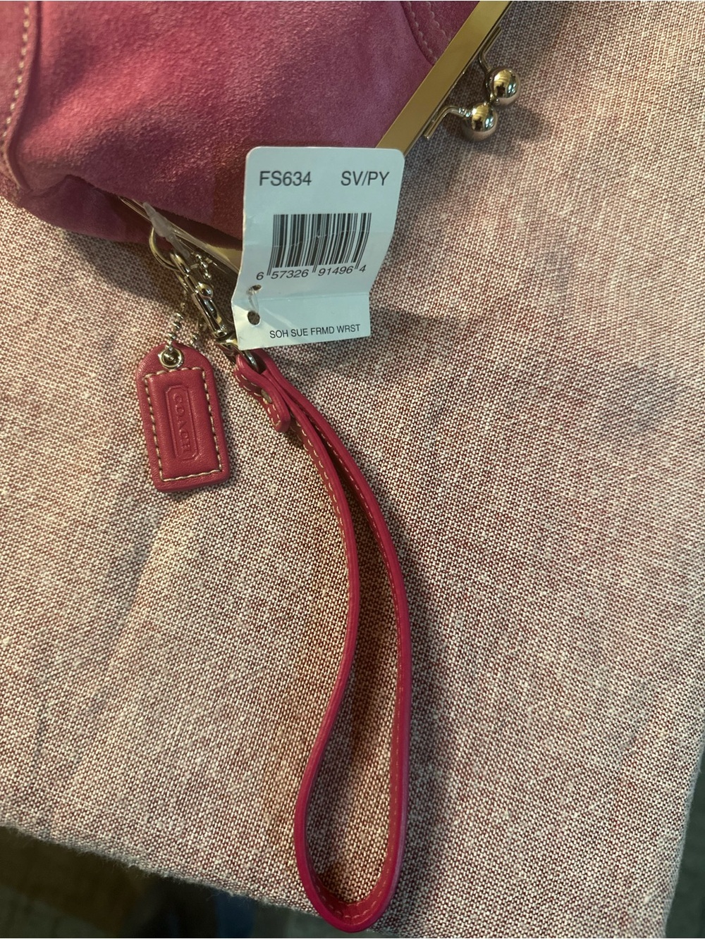 Coach Pink Suede Wristlet Clutch - Picture 7 of 8